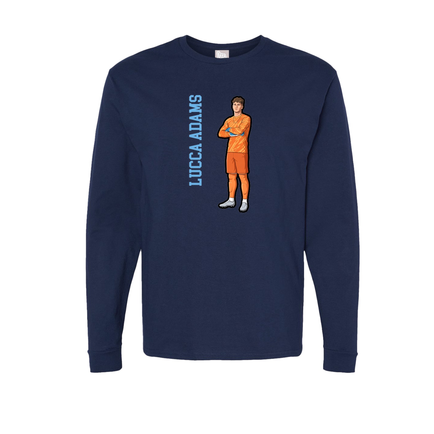 Long Sleeve Tee — Name Vertical in Navy