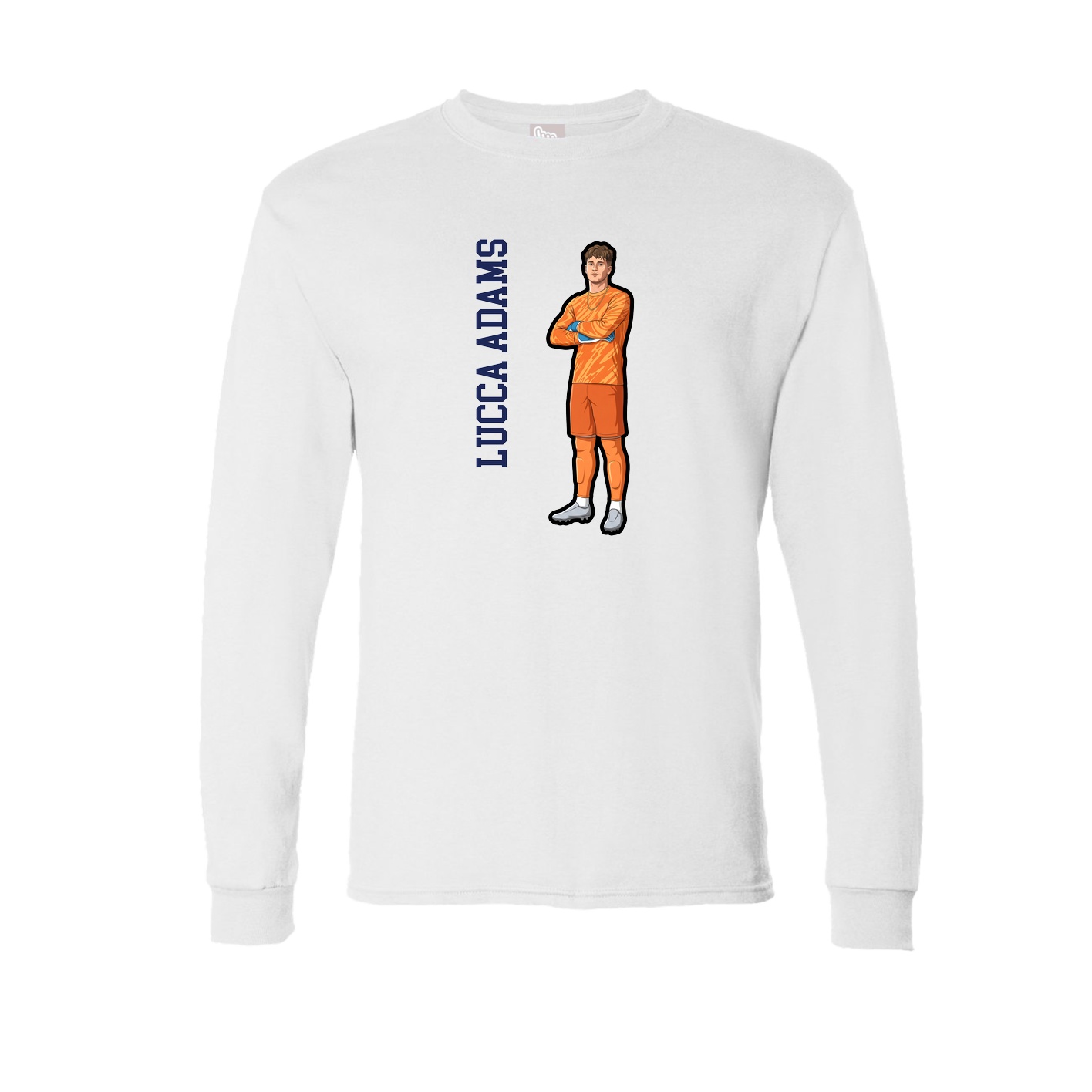 Long Sleeve Tee — Name Vertical in White