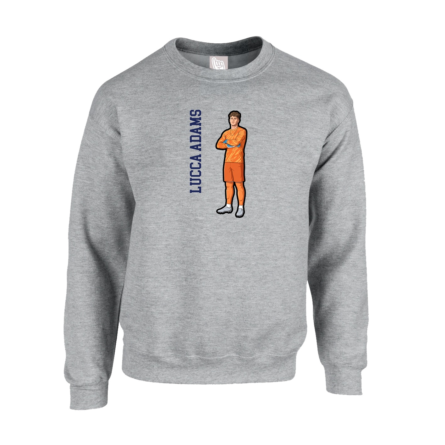 Fleece Crew — Name Vertical in Grey