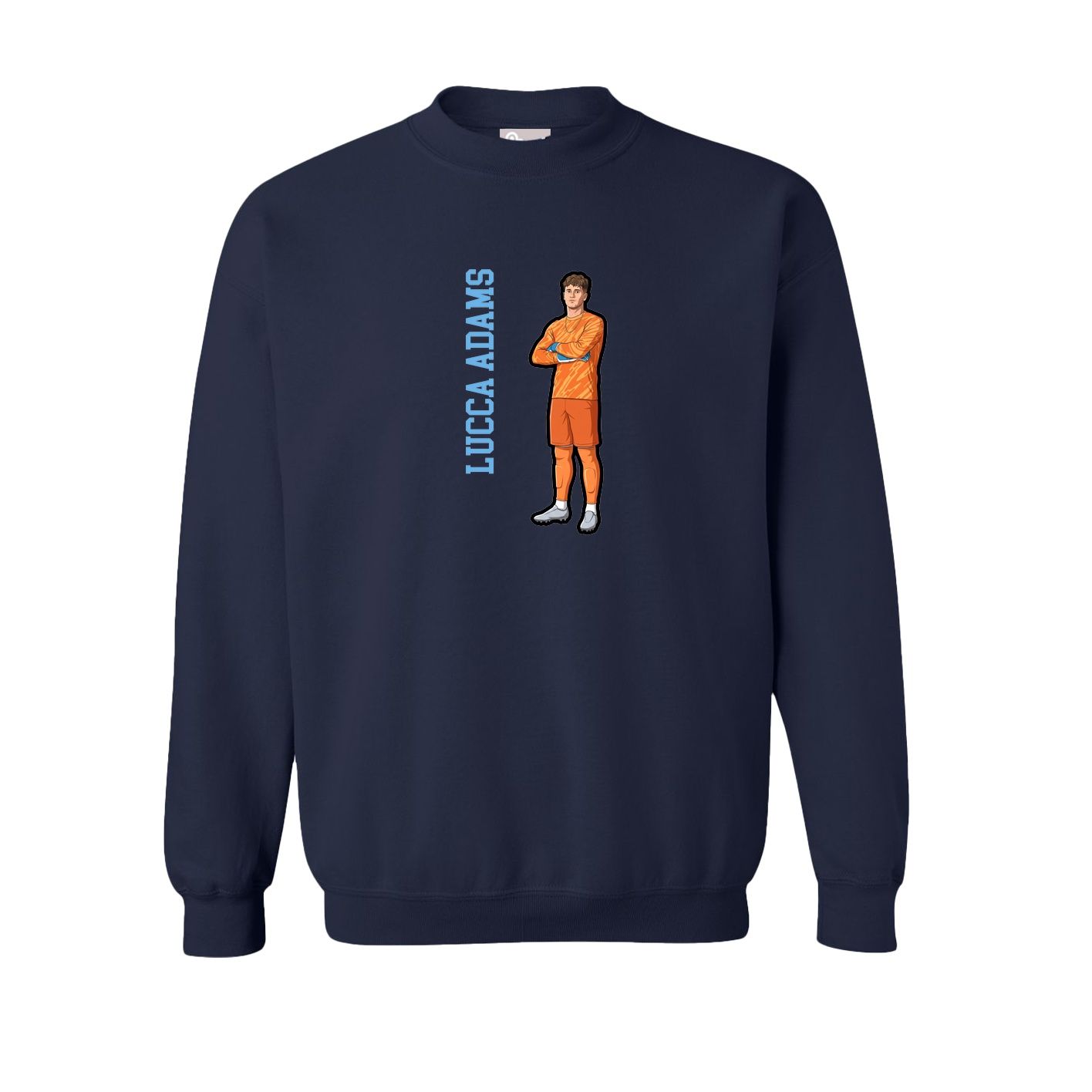 Fleece Crew — Name Vertical in Navy