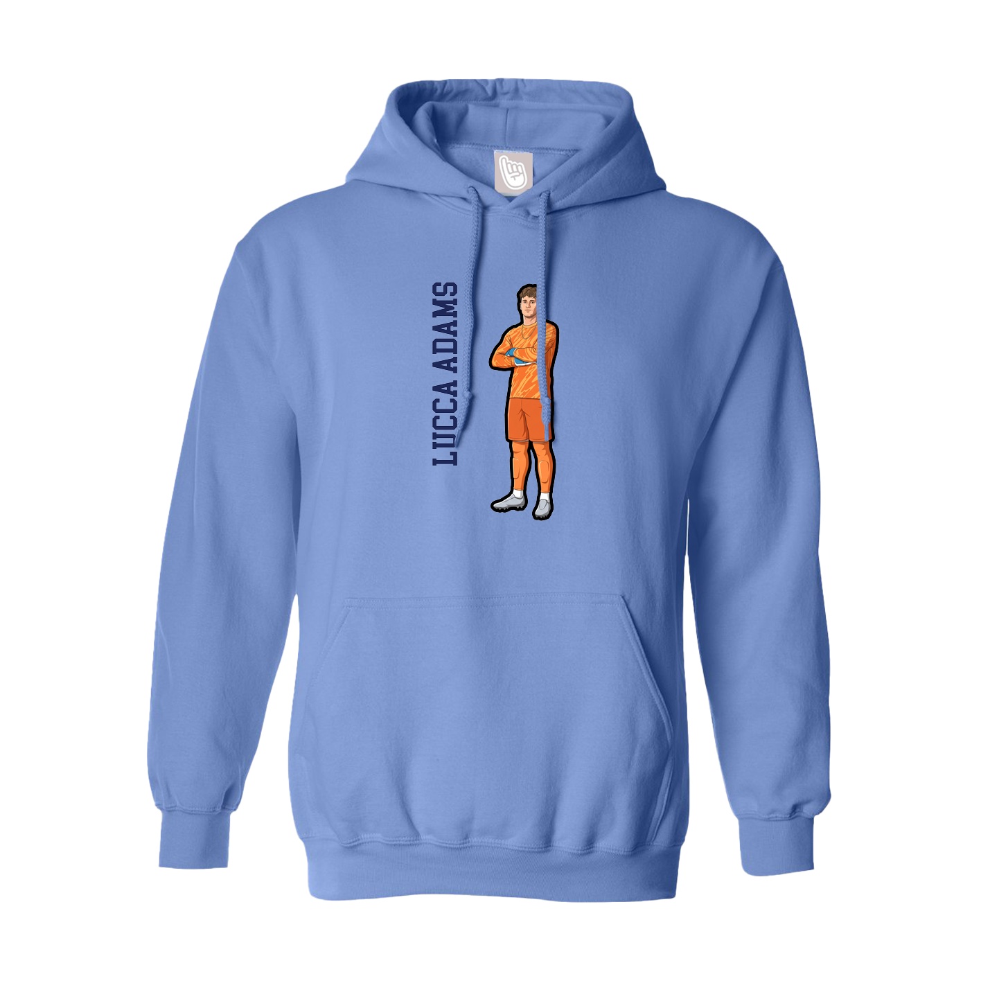 Youth Hoodie — Name Vertical in Powder Blue
