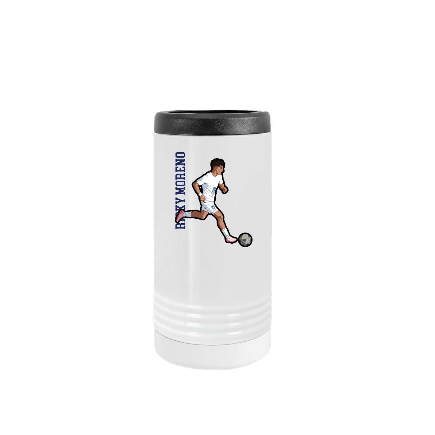 Slim Beverage Holder — Name Vertical in White