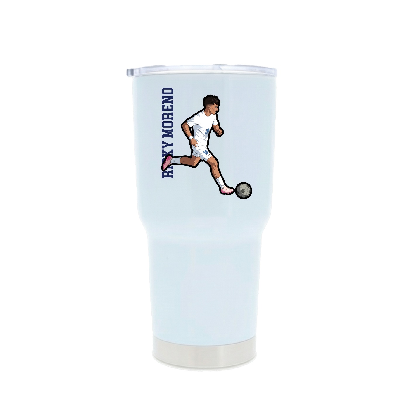 30oz Stainless Steel Tumbler — Name Vertical in White