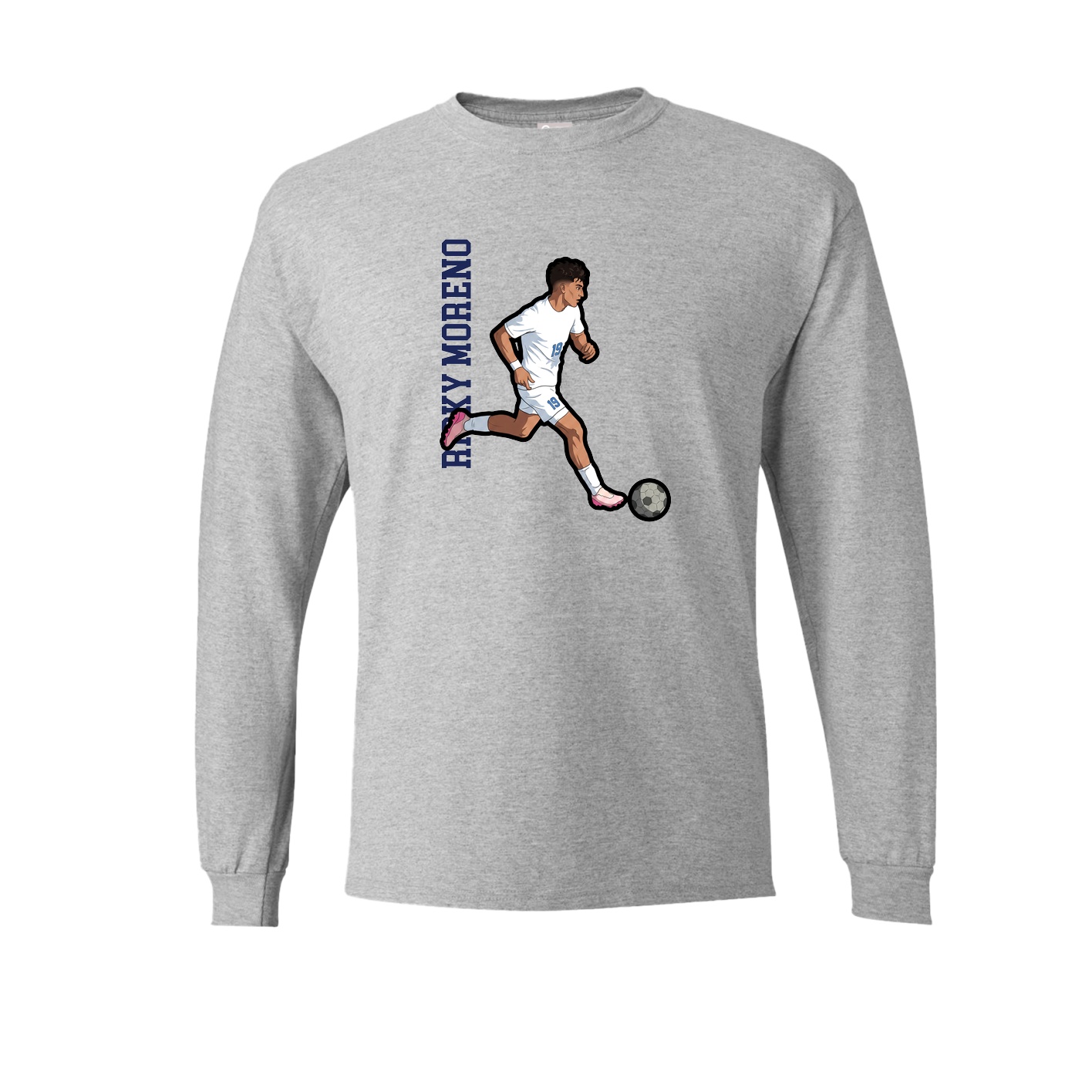 Long Sleeve Tee — Name Vertical in Grey