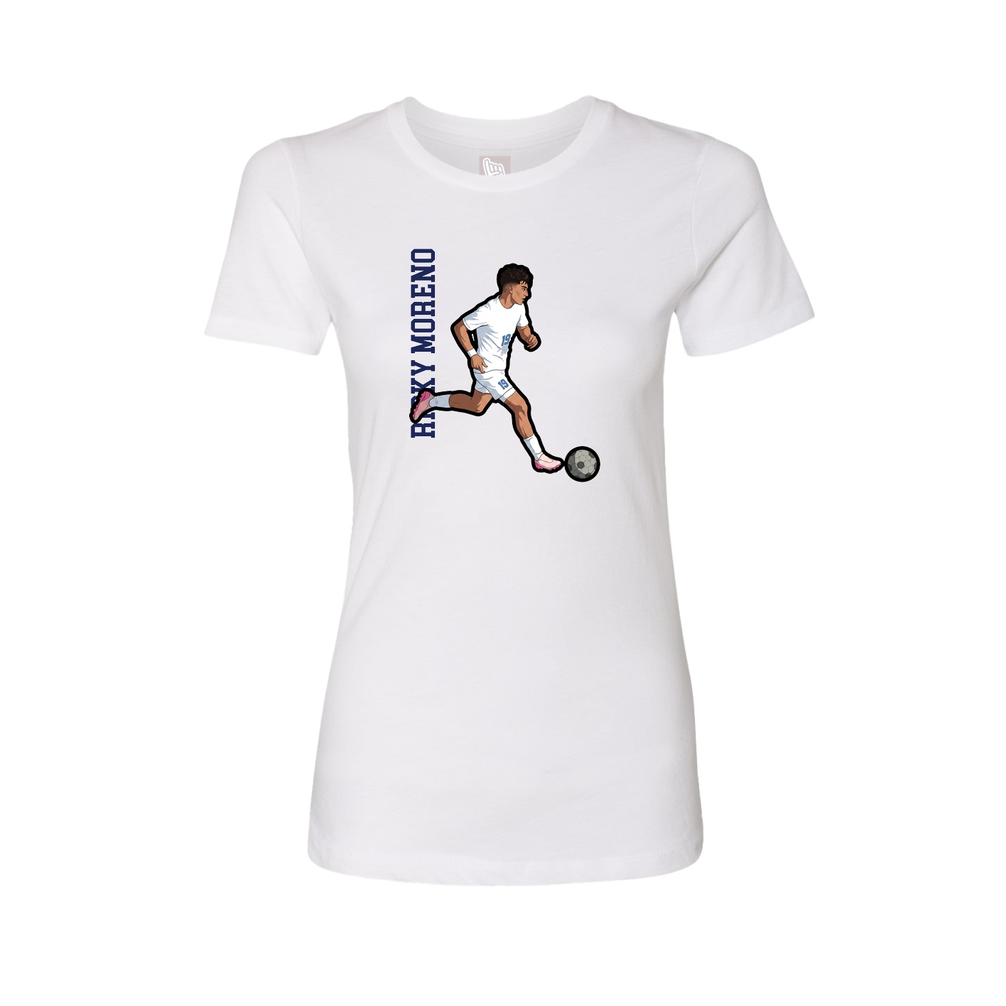 Fitted Women's Tee — Name Vertical in White