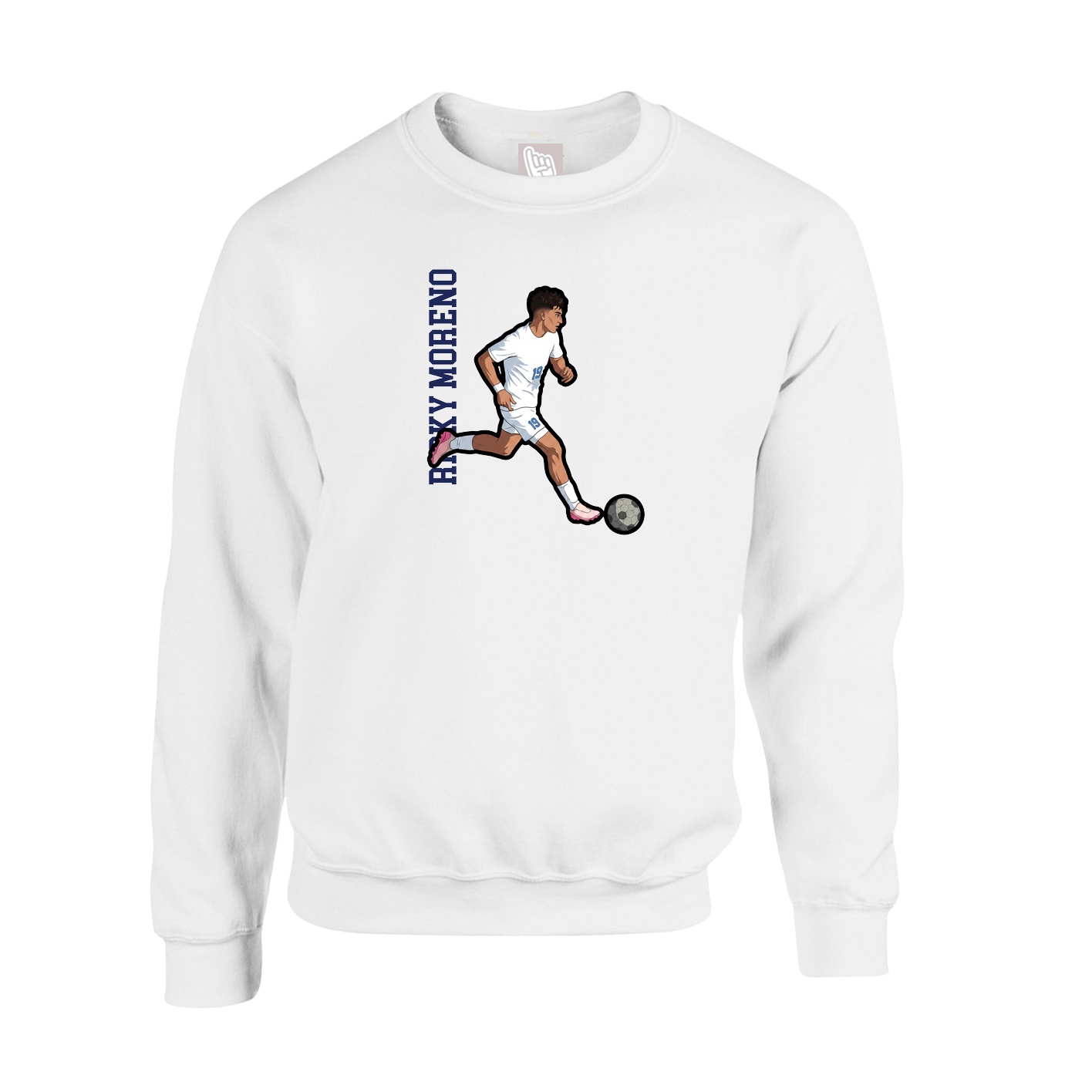 Fleece Crew — Name Vertical in White