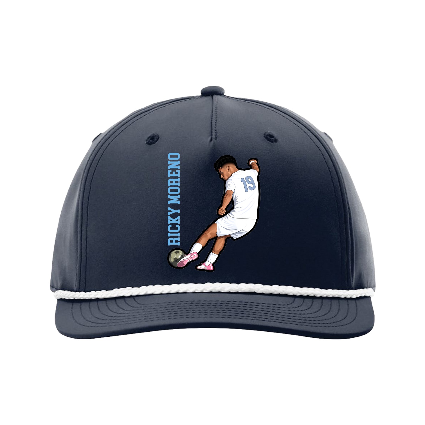Five-Panel Classic Rope Cap — Name Vertical in Navy
