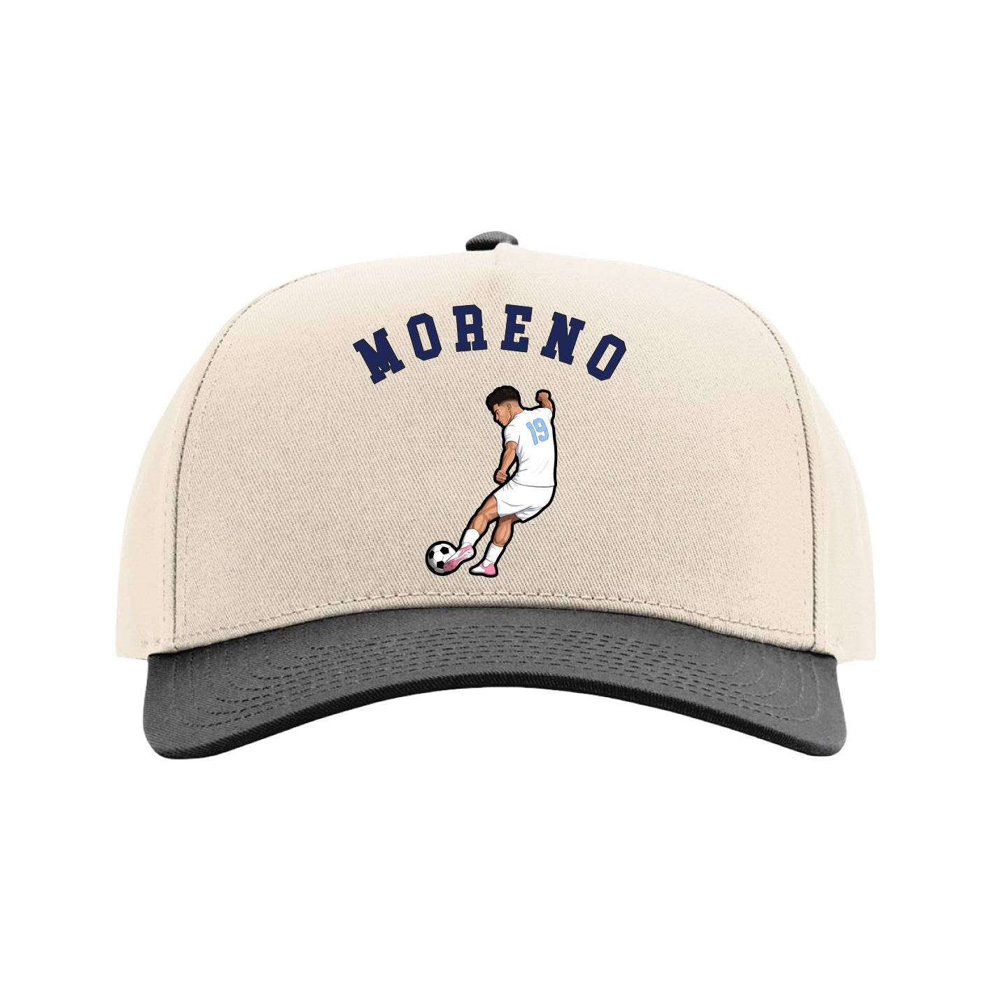 Full Fabric Five-Panel Champ Cap — Shirsey Arch in Cream/Black