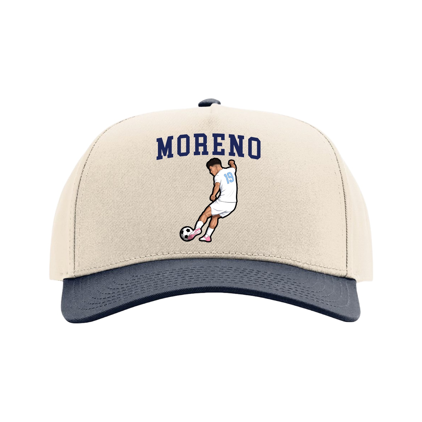 Full Fabric Five-Panel Champ Cap — Shirsey in Cream/Navy