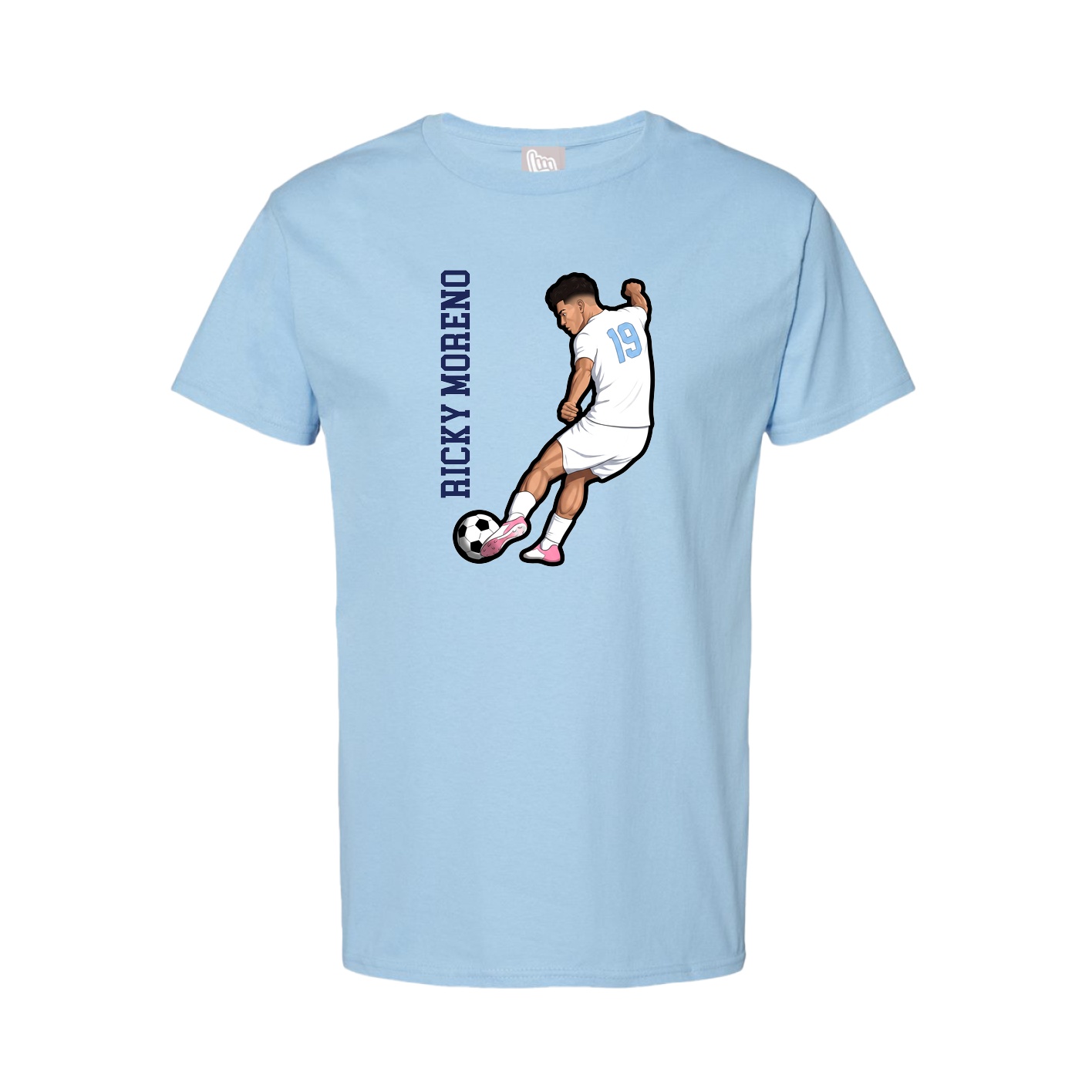 Tee — Name Vertical in Light Blue