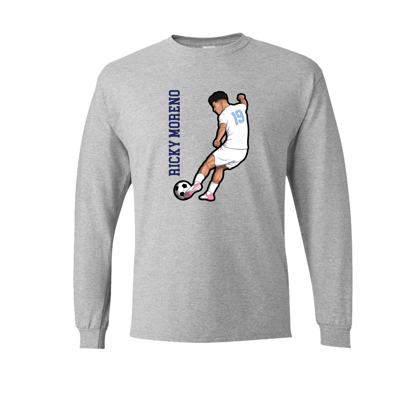 Long Sleeve Tee — Name Vertical in Grey
