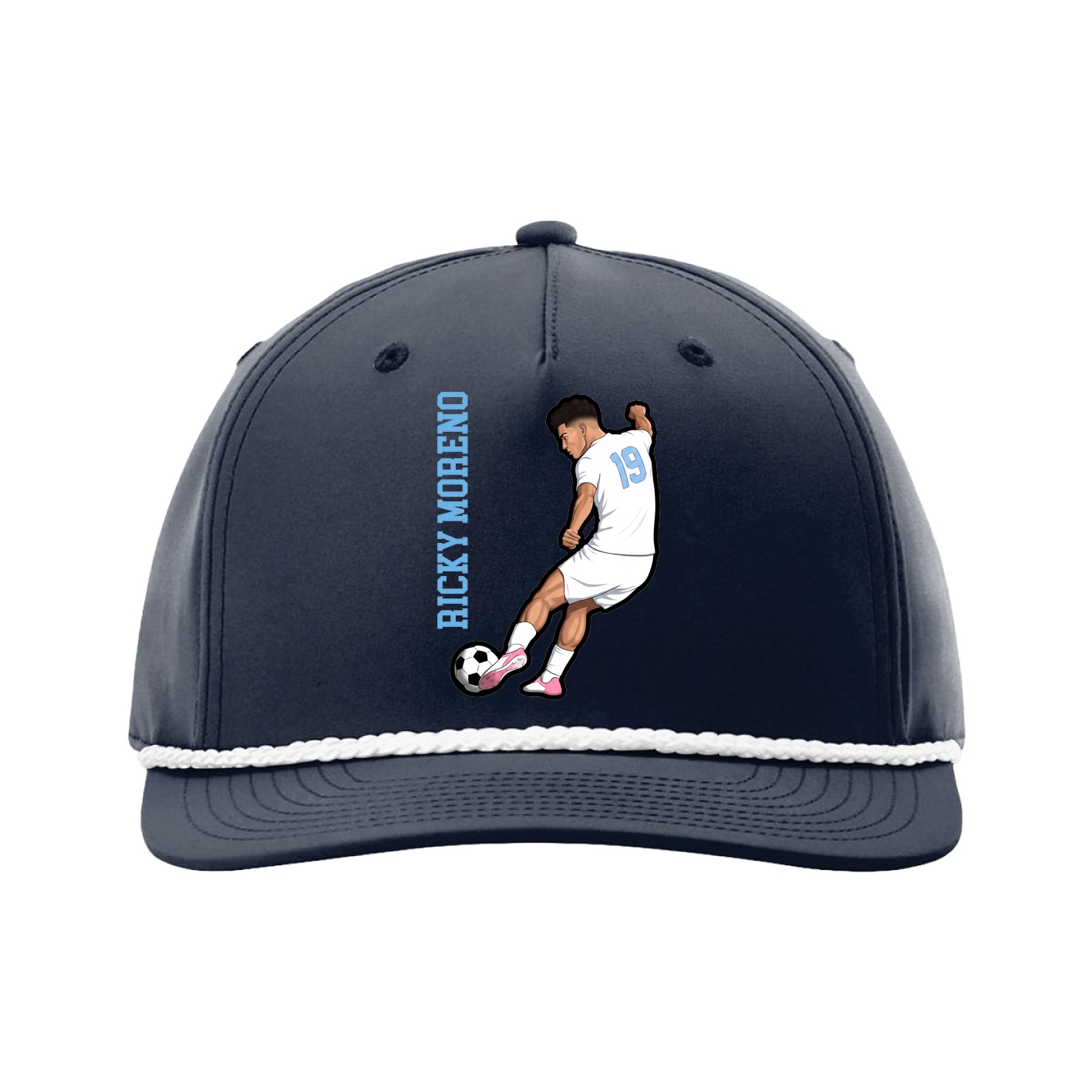 Five-Panel Classic Rope Cap — Name Vertical in Navy