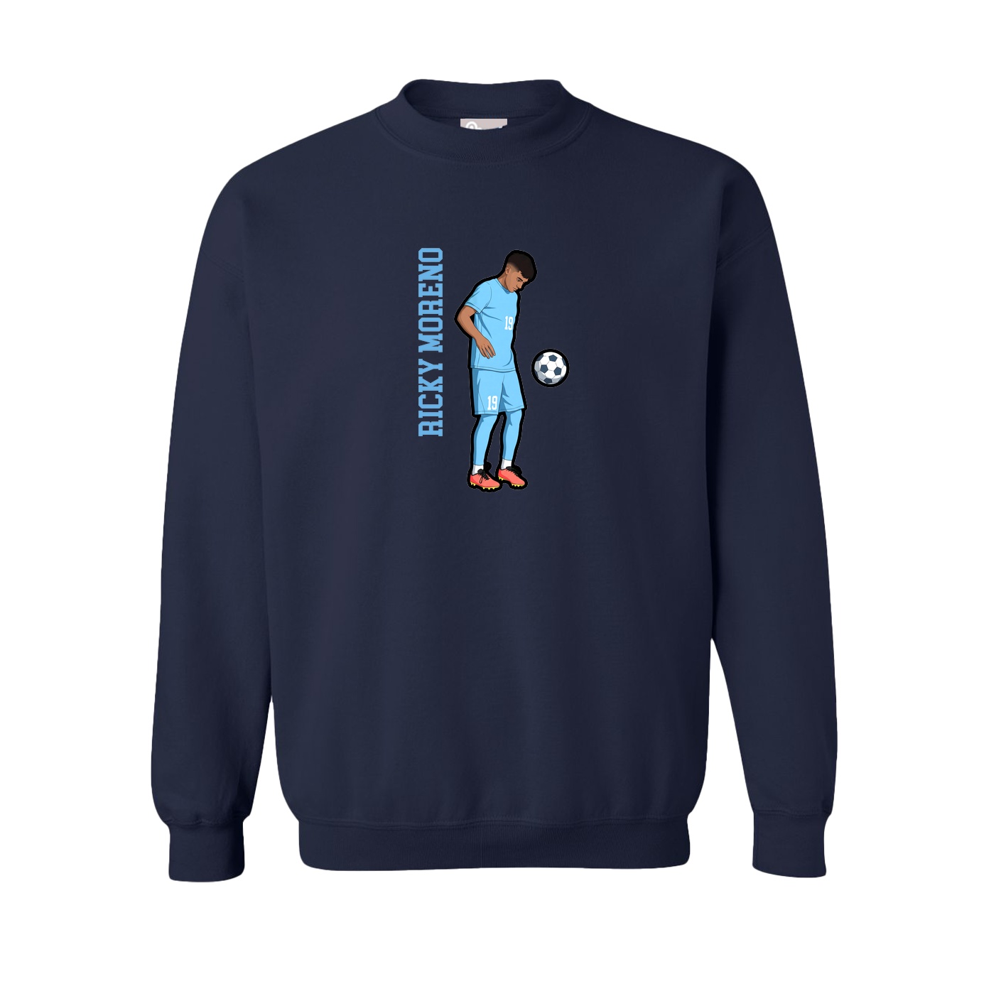 Fleece Crew — Name Vertical in Navy