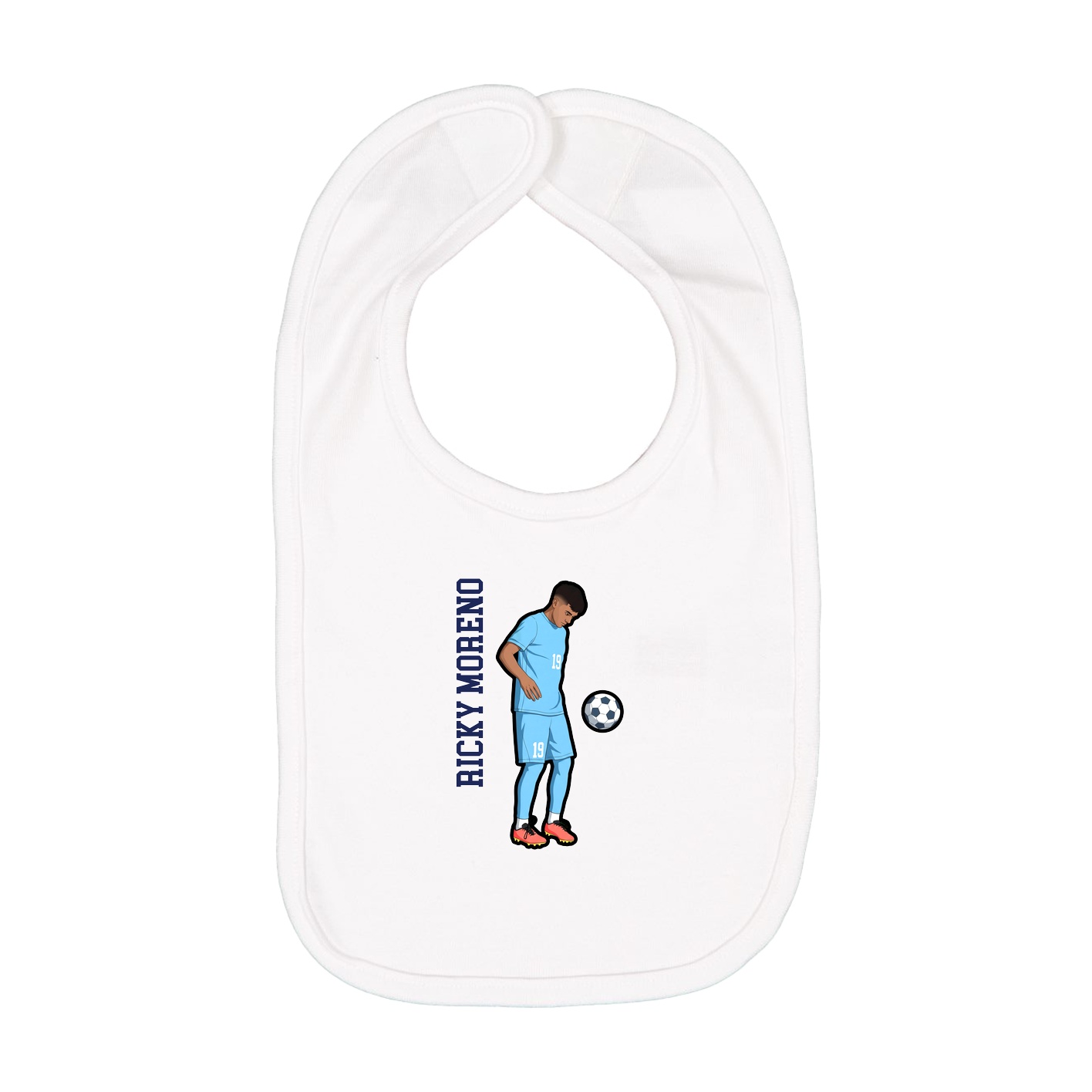 Infant Bib — Name Vertical in White