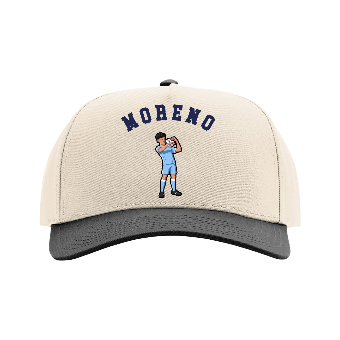 Full Fabric Five-Panel Champ Cap — Shirsey Arch in Cream/Black