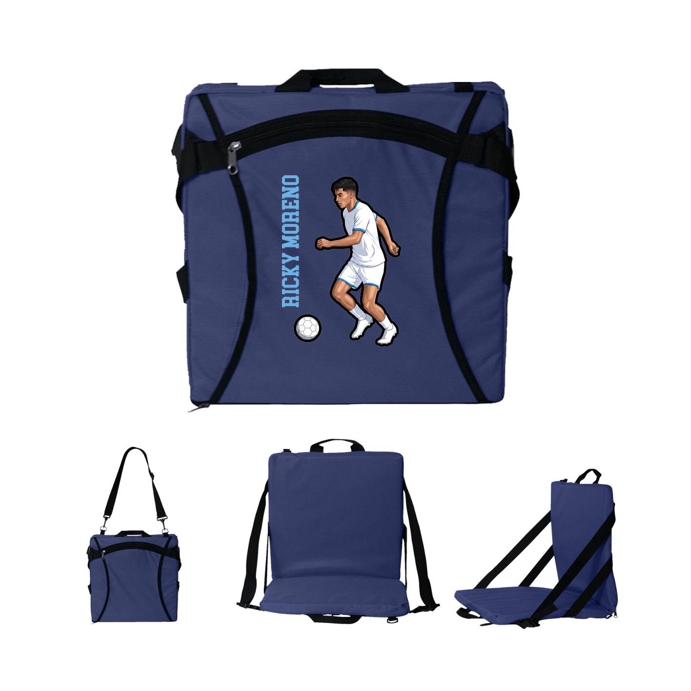 Folding Stadium Seat — Name Vertical in Navy