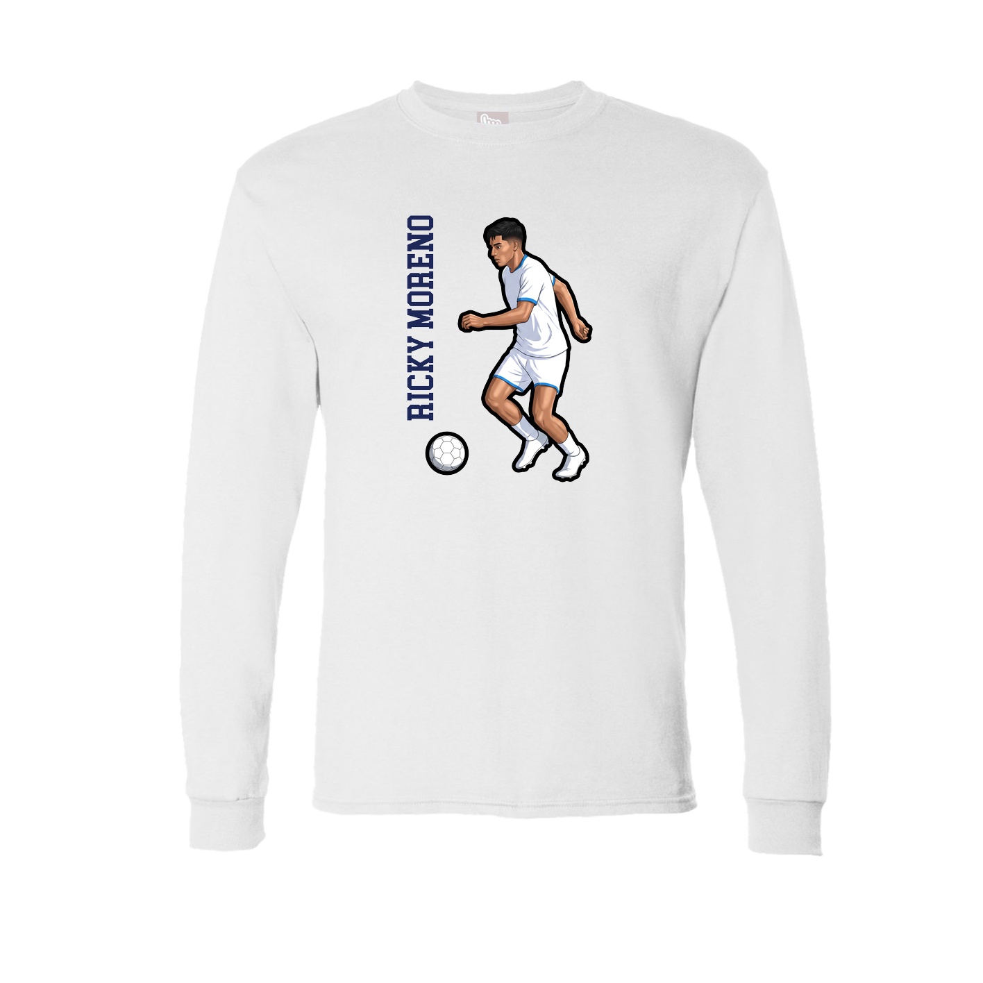 Long Sleeve Tee — Name Vertical in White
