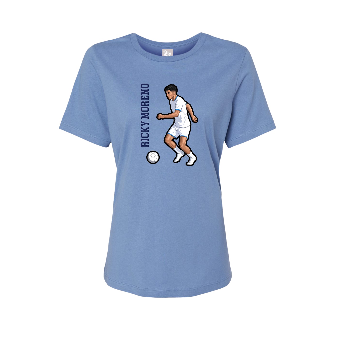 Womens Tee — Name Vertical in Powder Blue