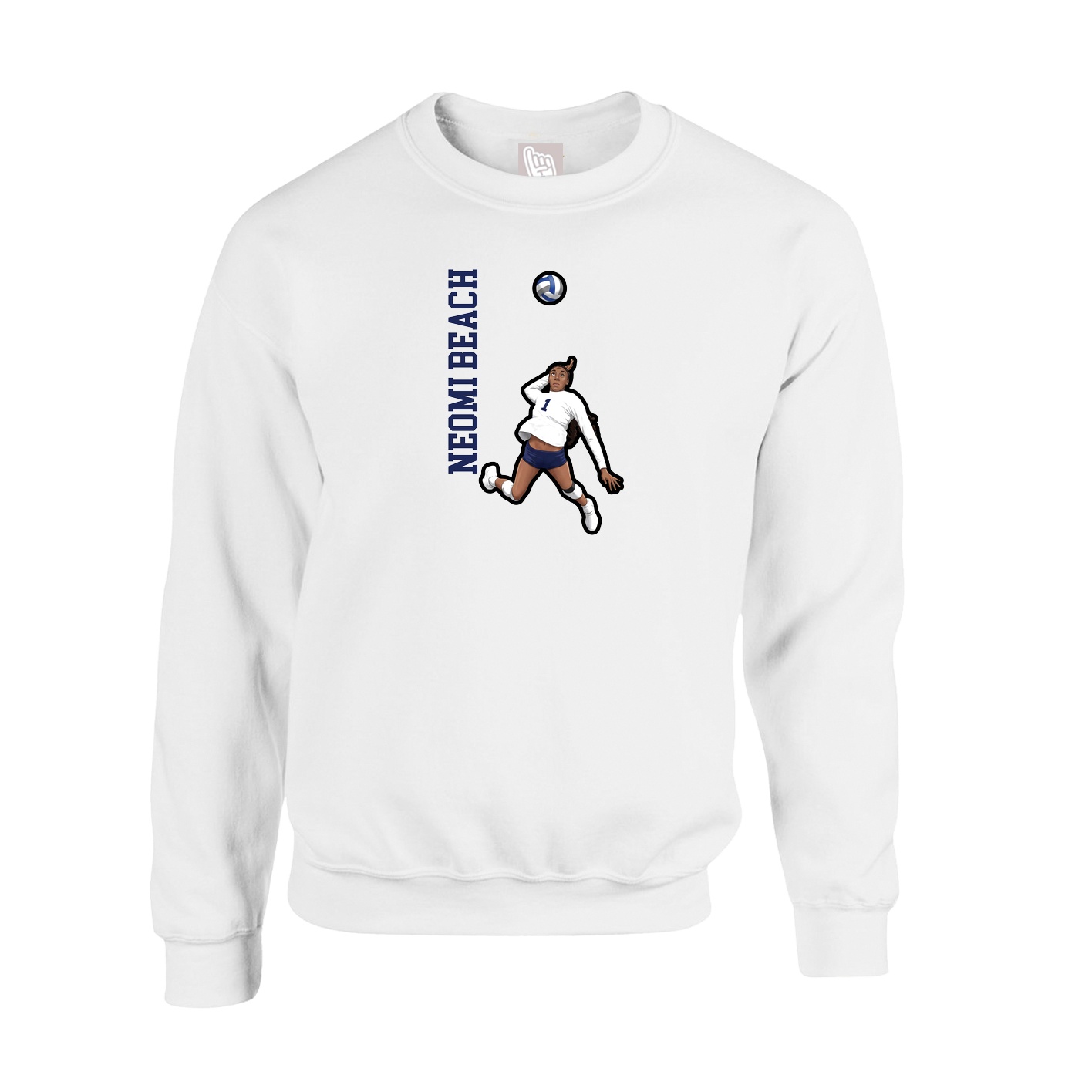 Fleece Crew — Name Vertical in White