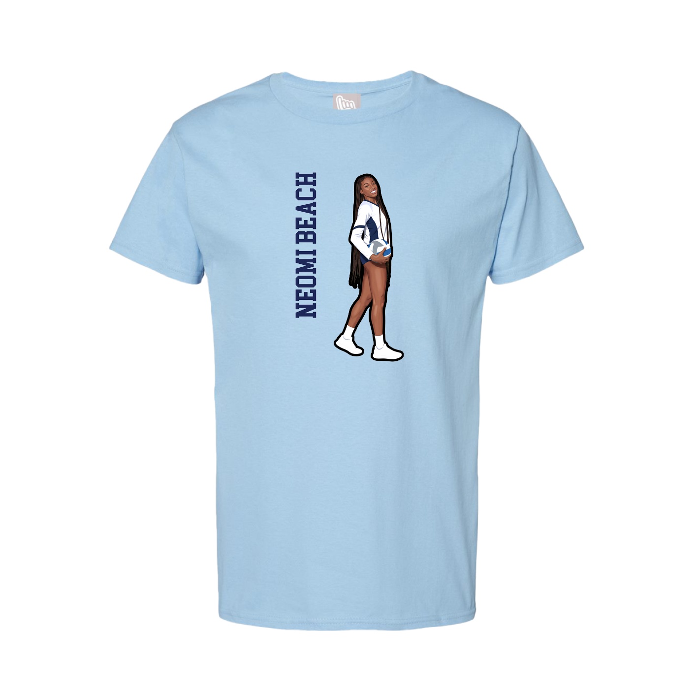 Youth Tee — Name Vertical in Light Blue