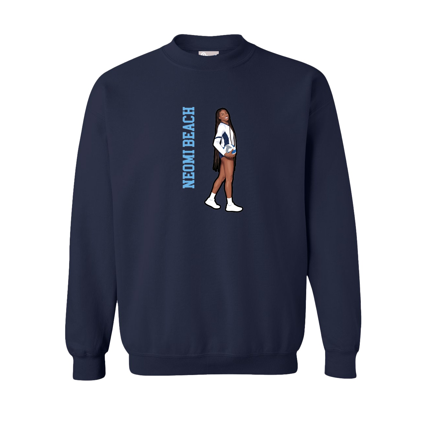 Fleece Crew — Name Vertical in Navy