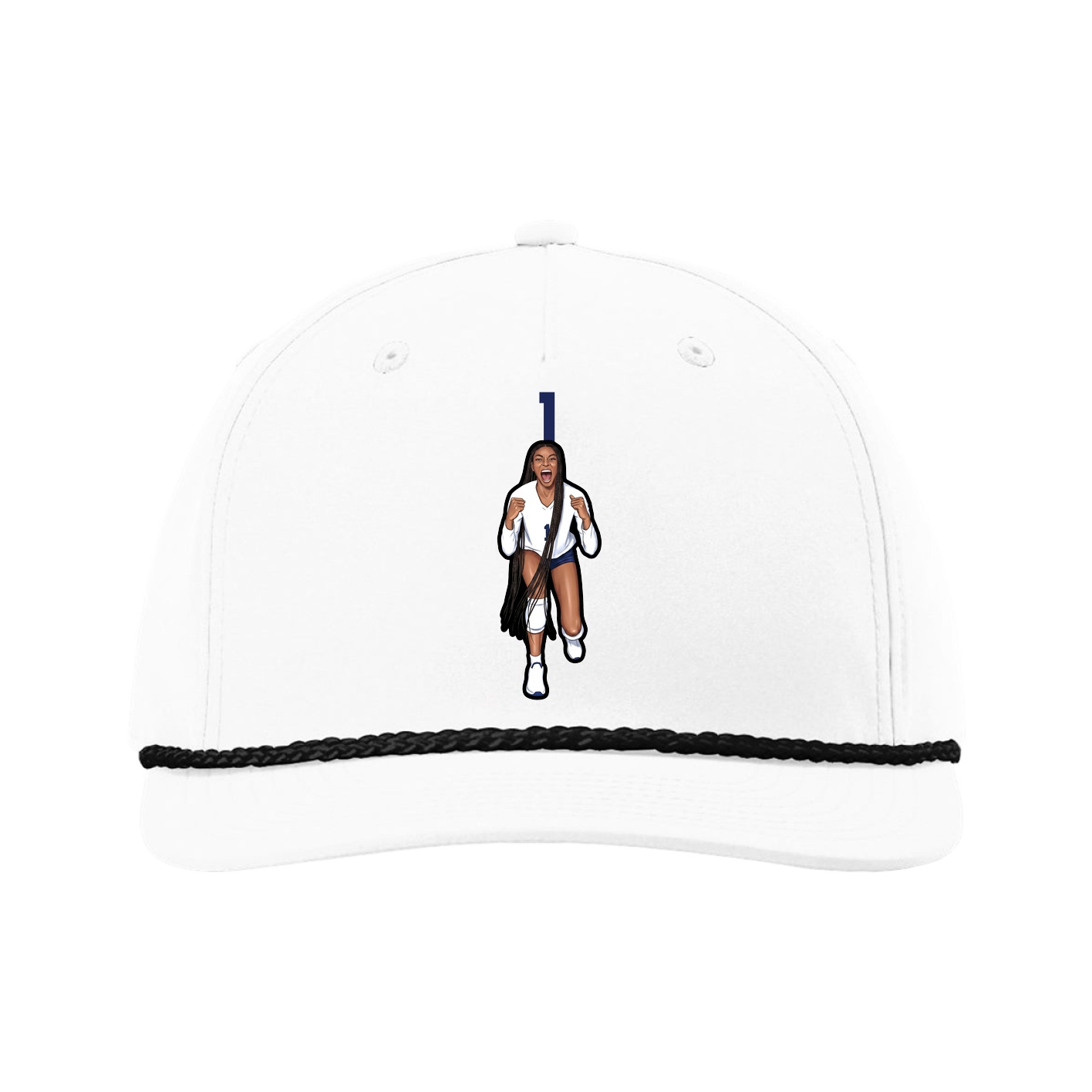 Five-Panel Classic Rope Cap — Number Top in White