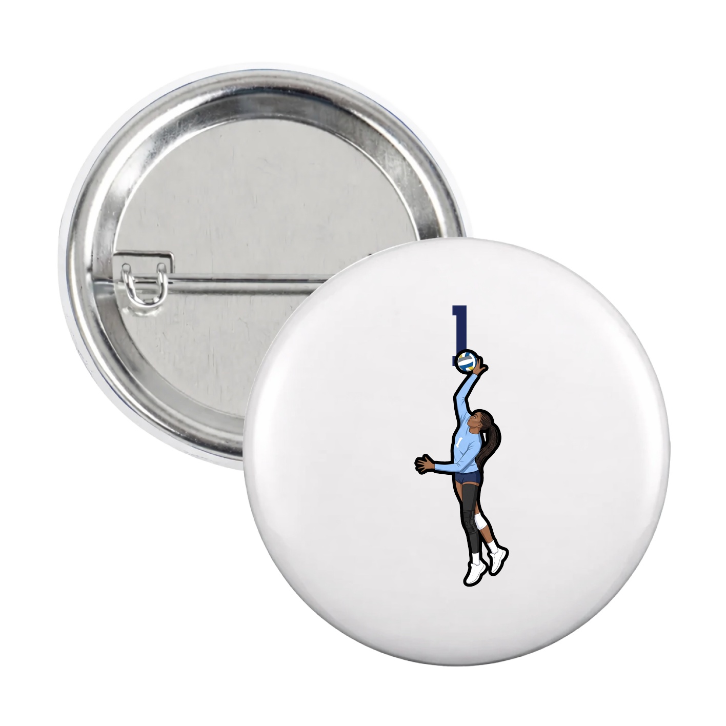 Game Day Button — Number Top in White
