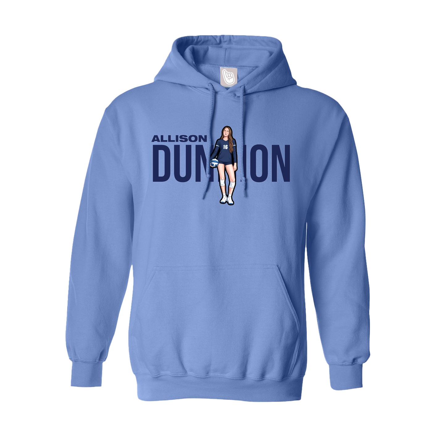 Youth Hoodie — Player Name in Powder Blue