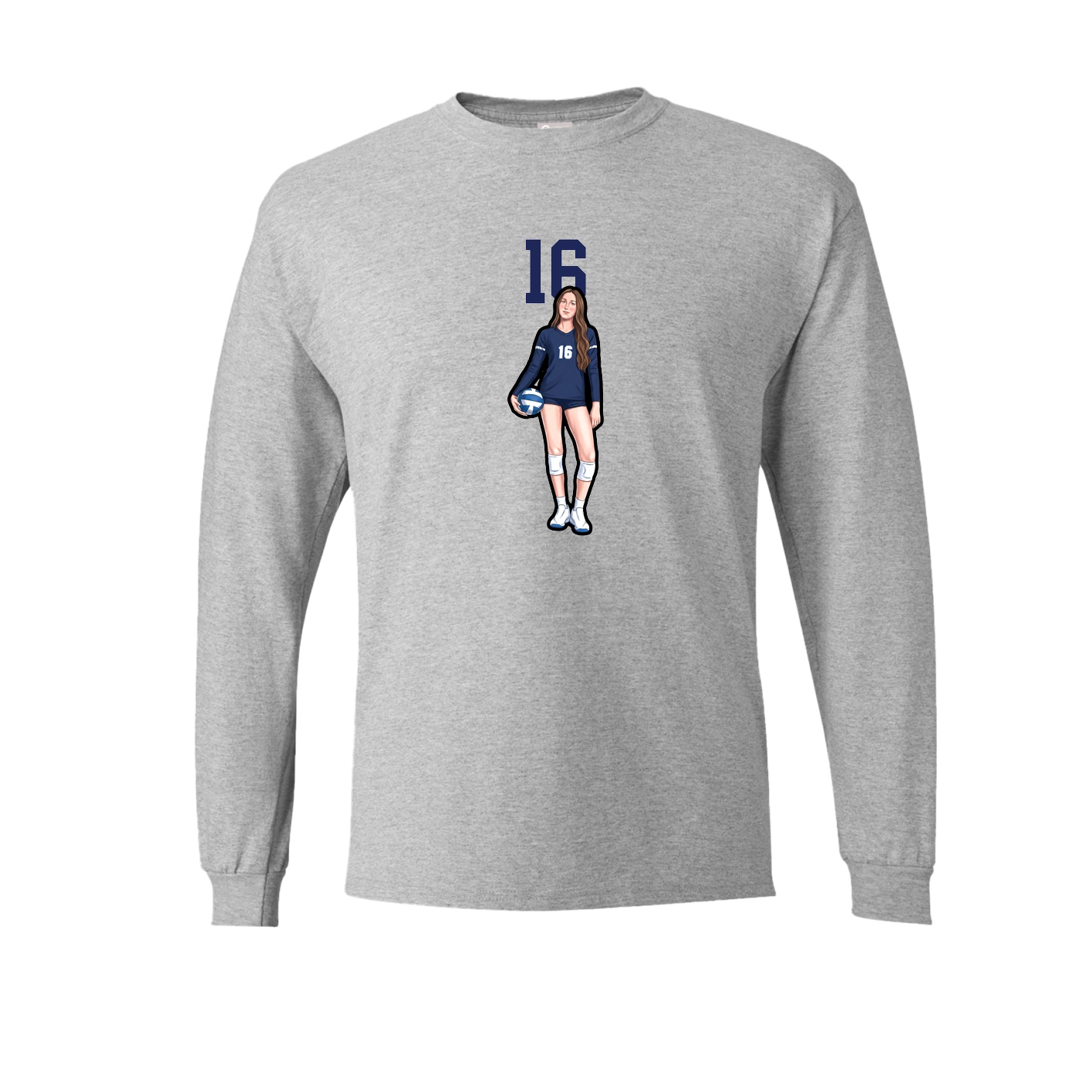 Long Sleeve Tee — Number Top in Grey