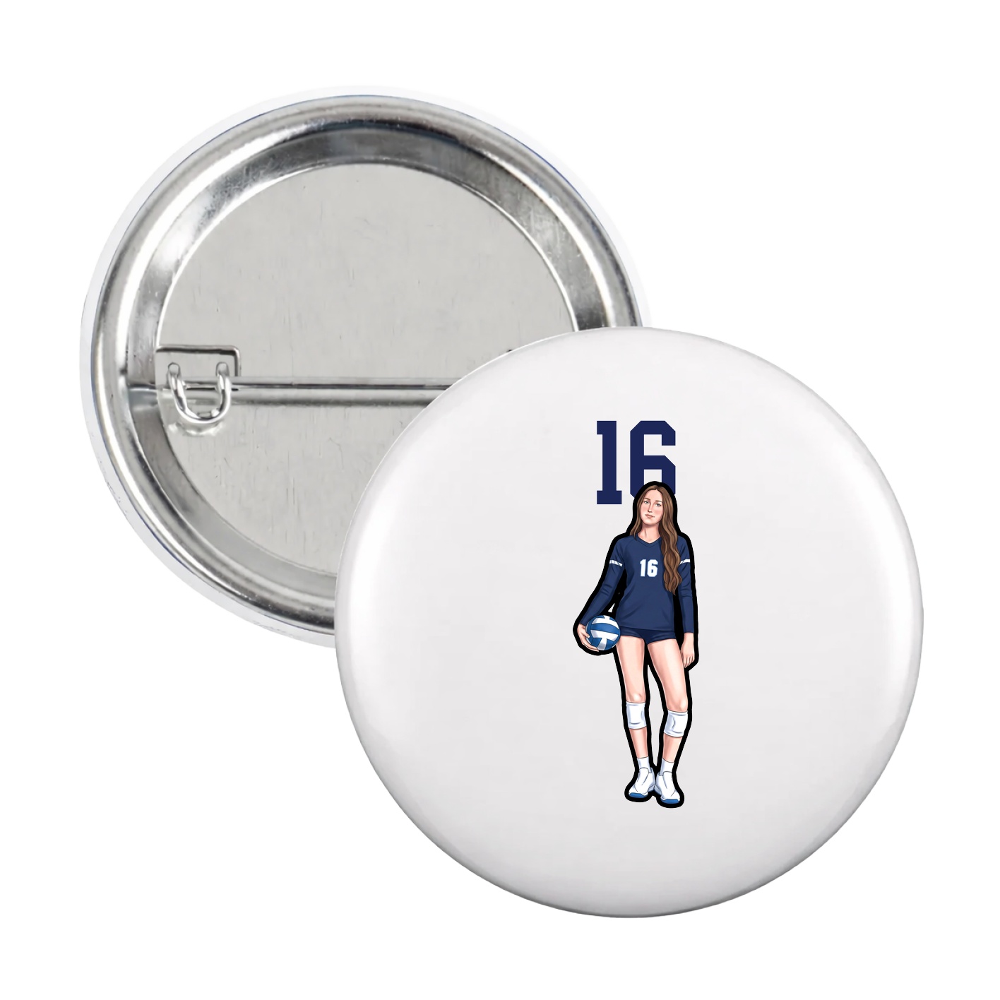 Game Day Button — Number Top in White