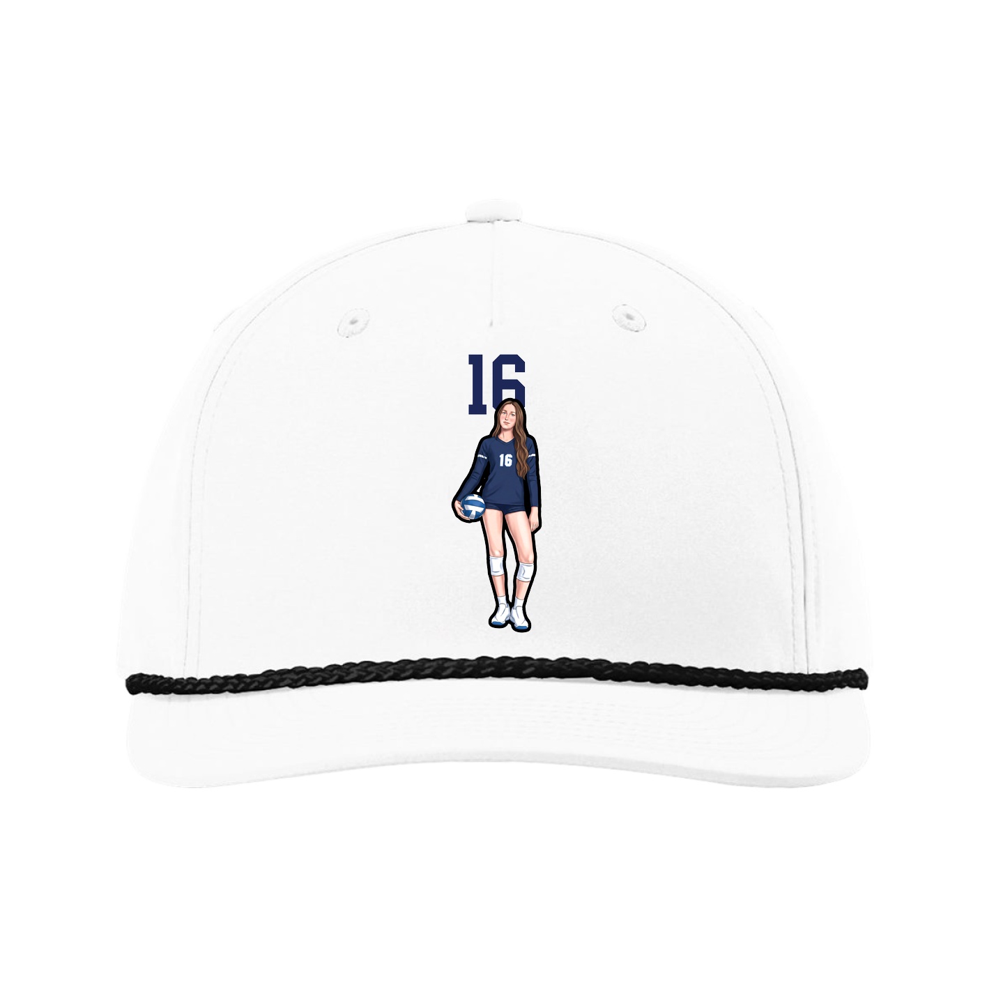 Five-Panel Classic Rope Cap — Number Top in White