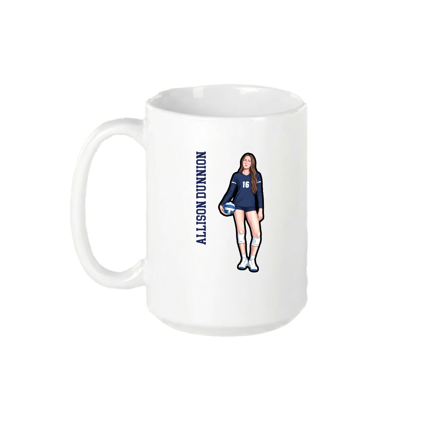 15oz Coffee Mug — Name Vertical in White