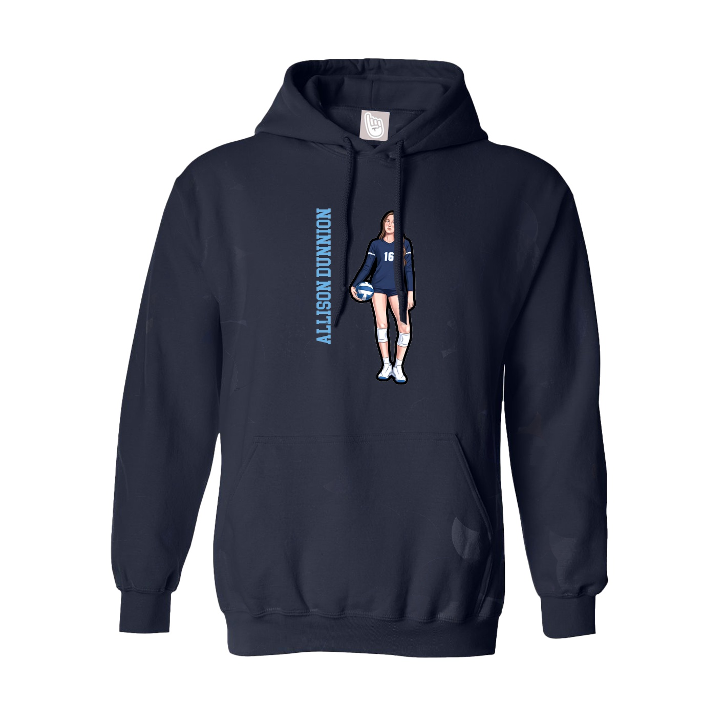 Hoodie — Name Vertical in Navy