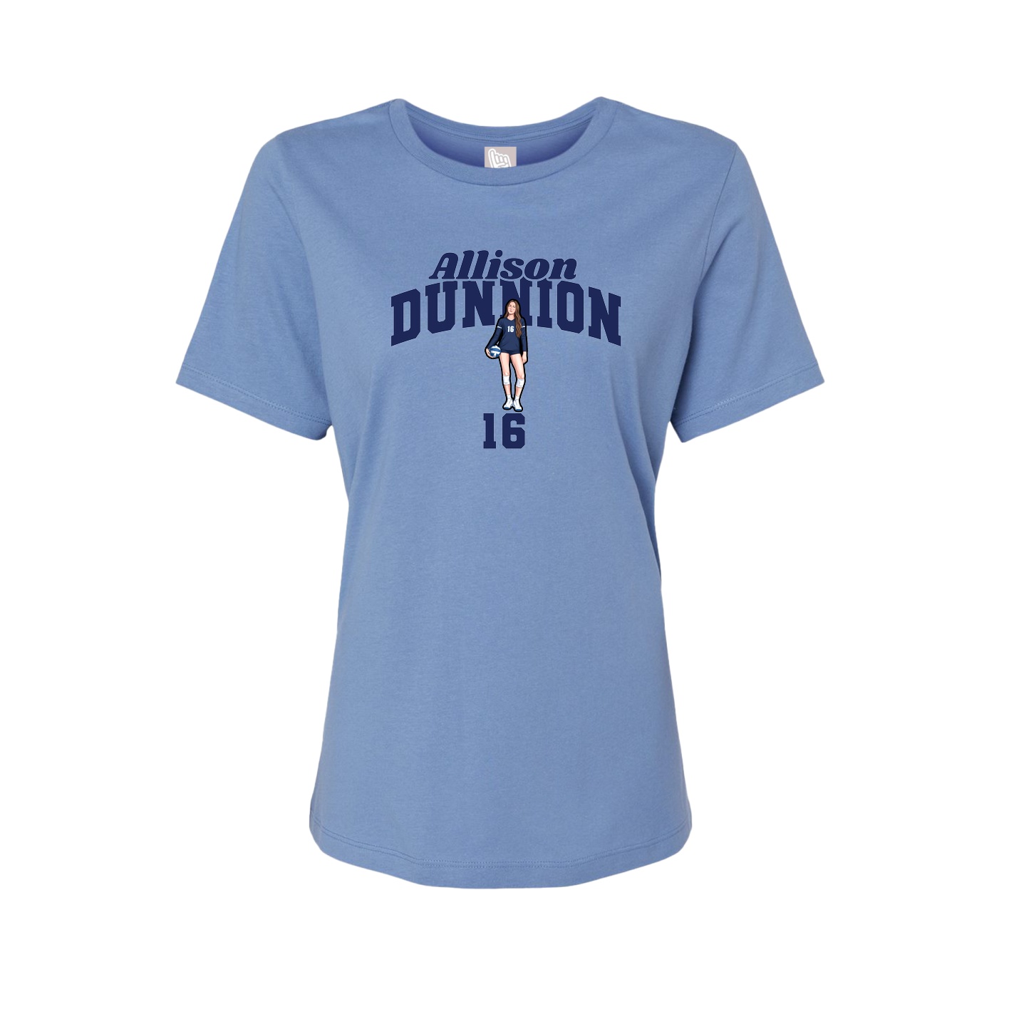 Fitted Women's Tee — Signature Arch in Powder Blue