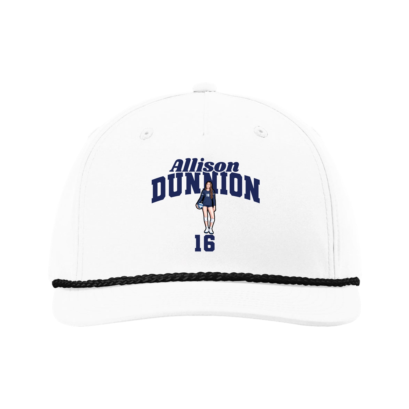Five-Panel Classic Rope Cap — Signature Arch in White