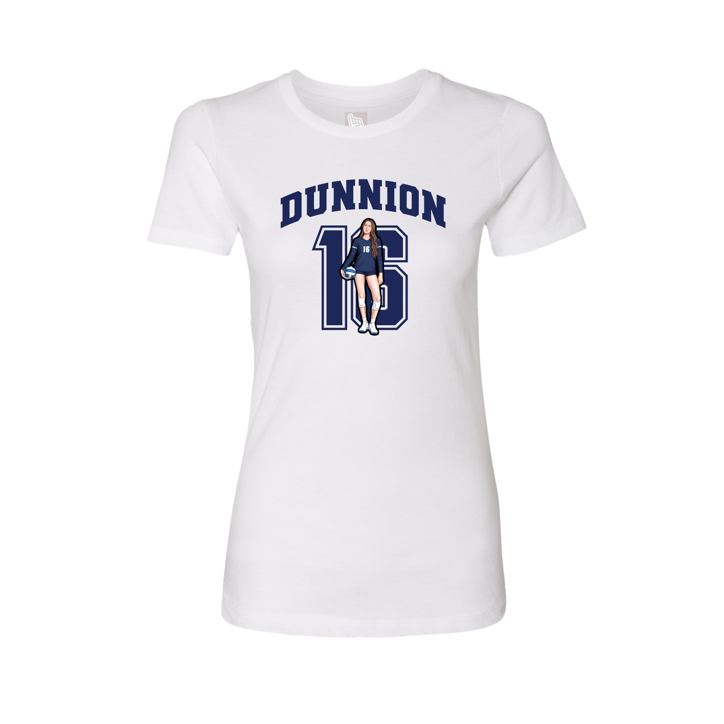 Fitted Women's Tee — Number in White