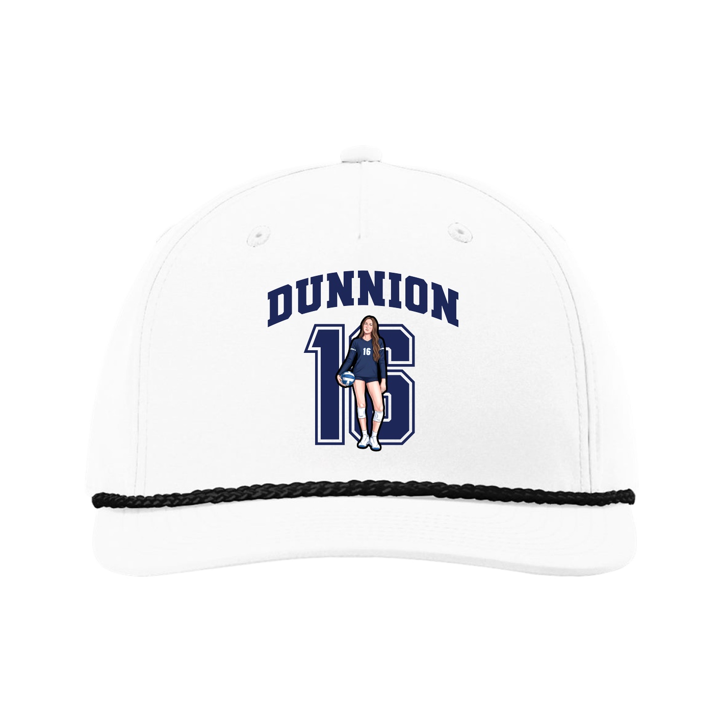 Five-Panel Classic Rope Cap — Number in White