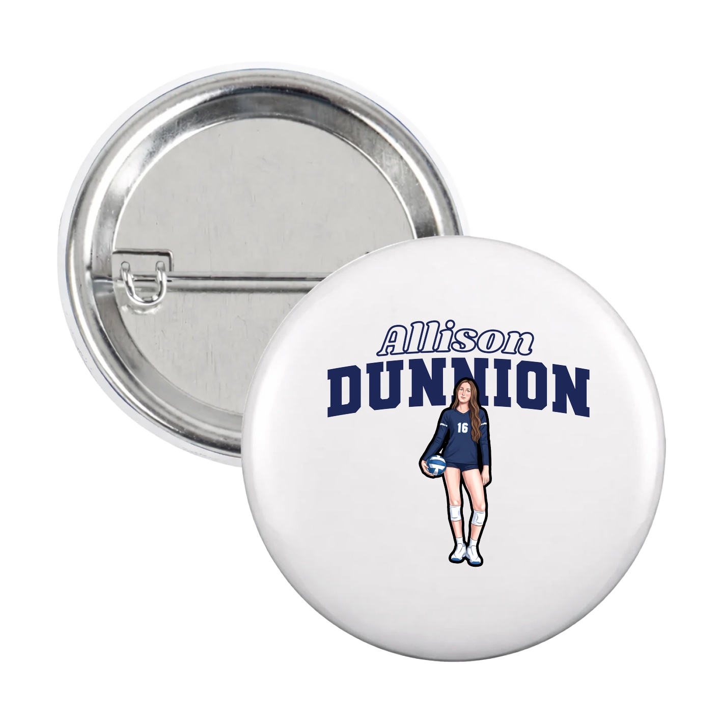 Game Day Button — Name Arch in White