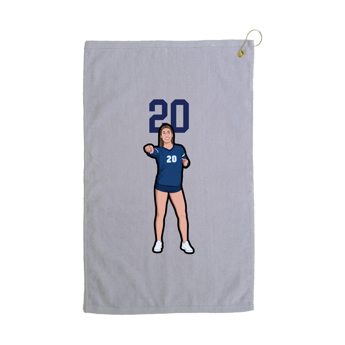 Golf Towel — Number Top in Grey