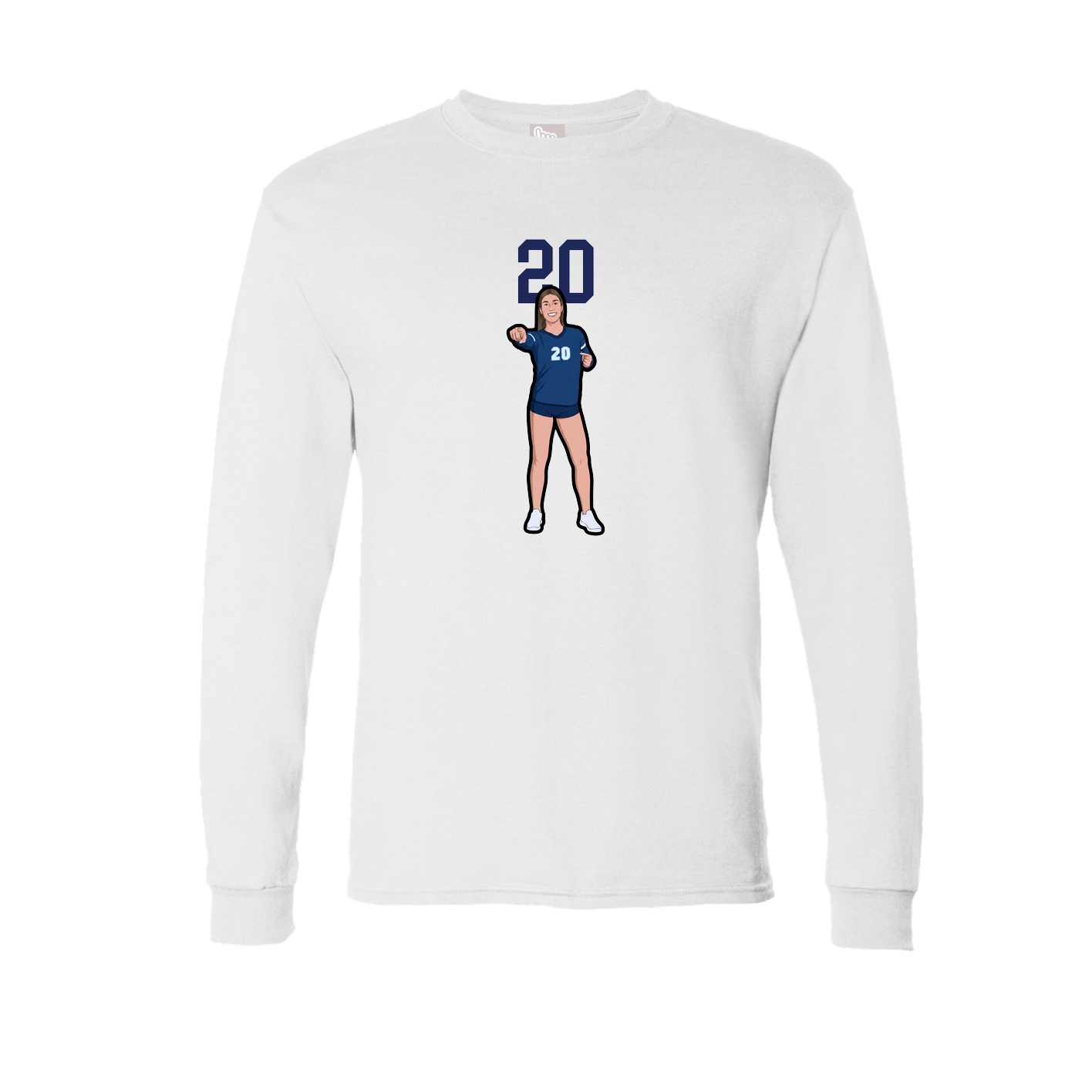Long Sleeve Tee — Number Top in White