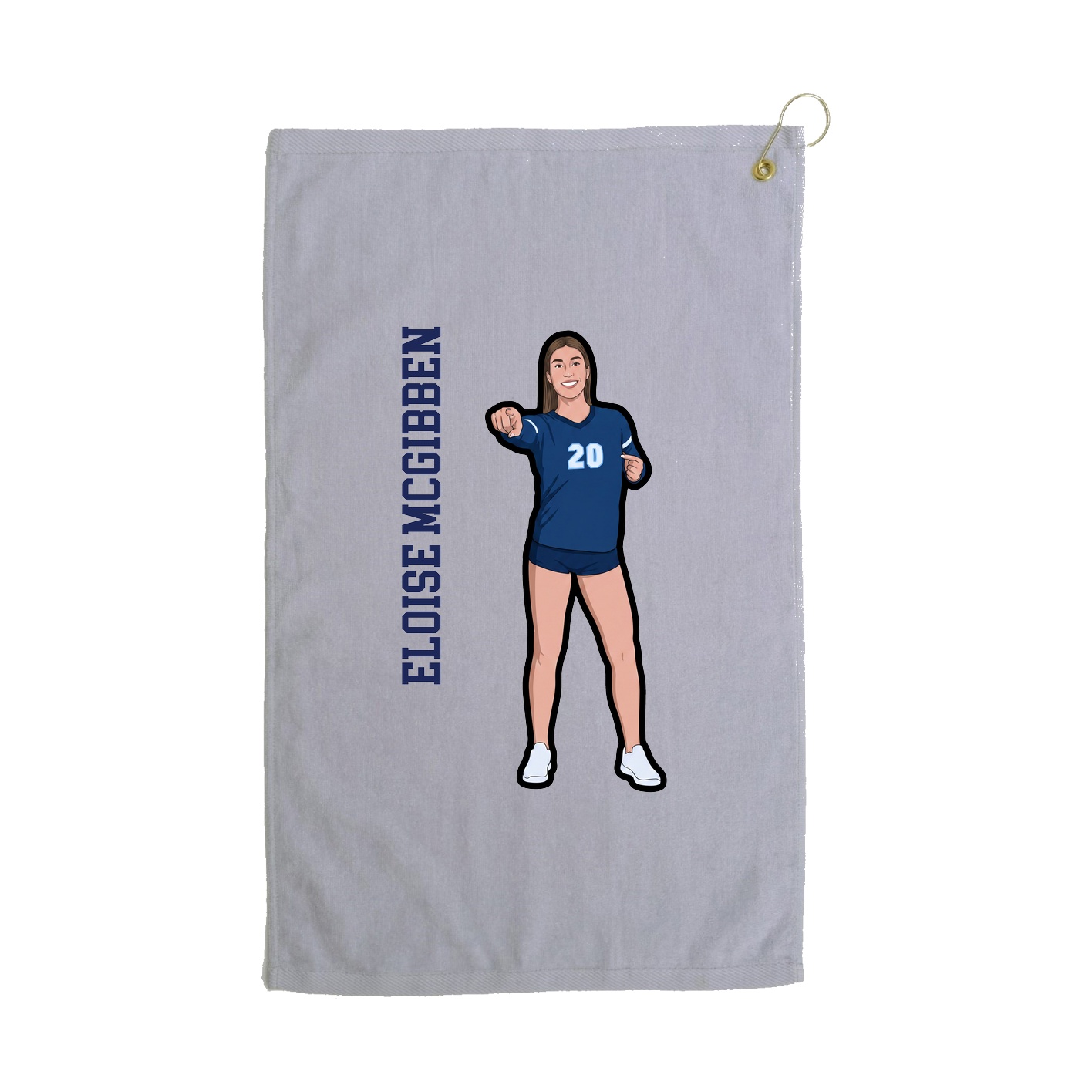 Golf Towel — Name Vertical in Grey