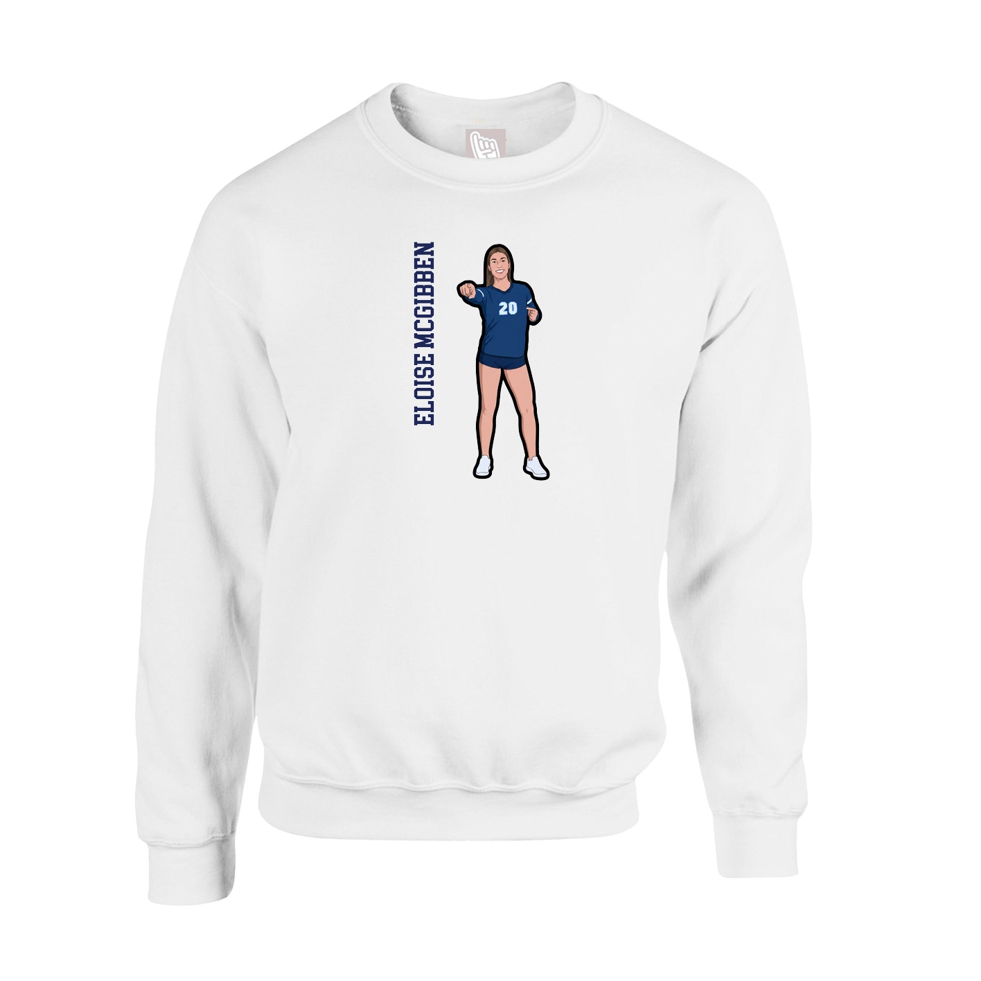 Fleece Crew — Name Vertical in White