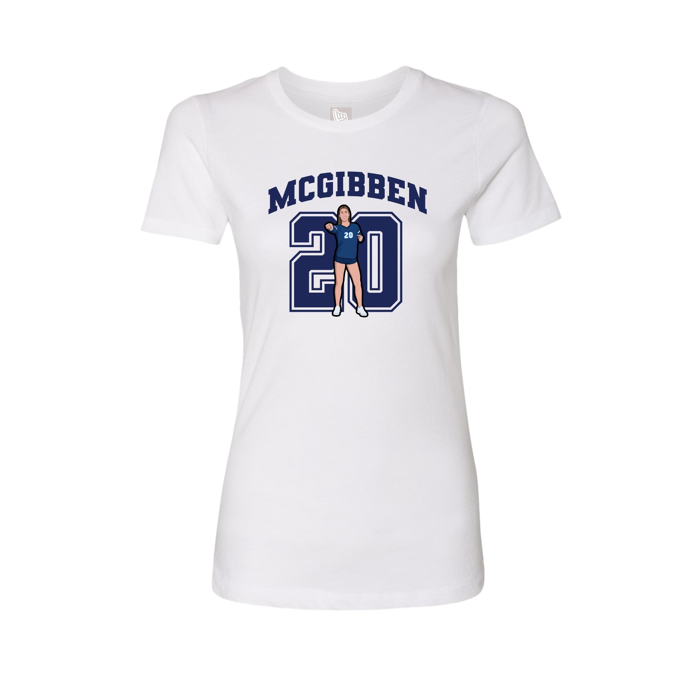 Fitted Women's Tee — Number in White