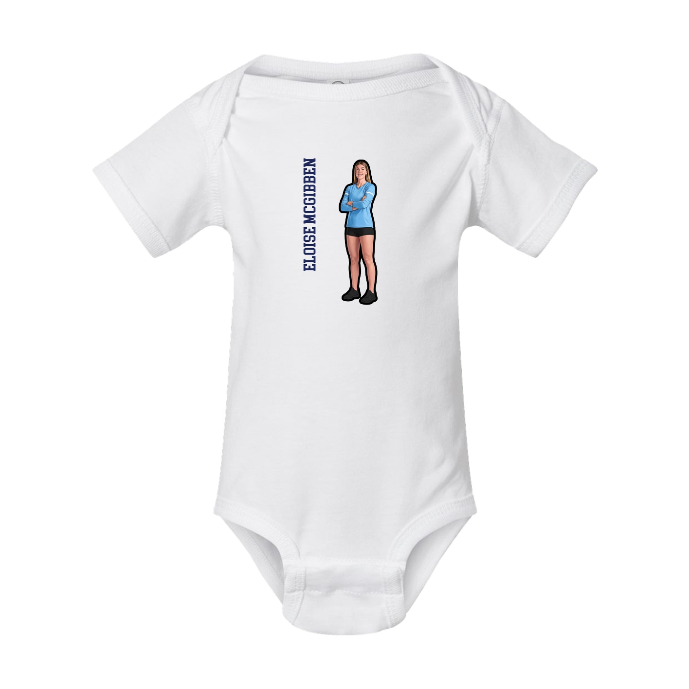 Baby Onesie — Name Vertical in White