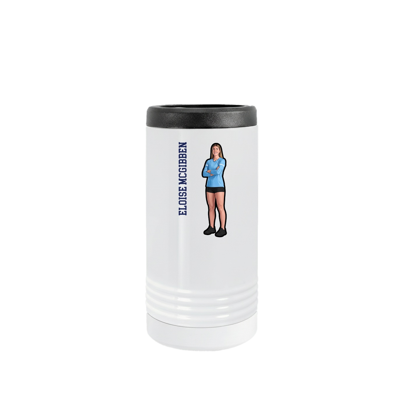 Slim Beverage Holder — Name Vertical in White