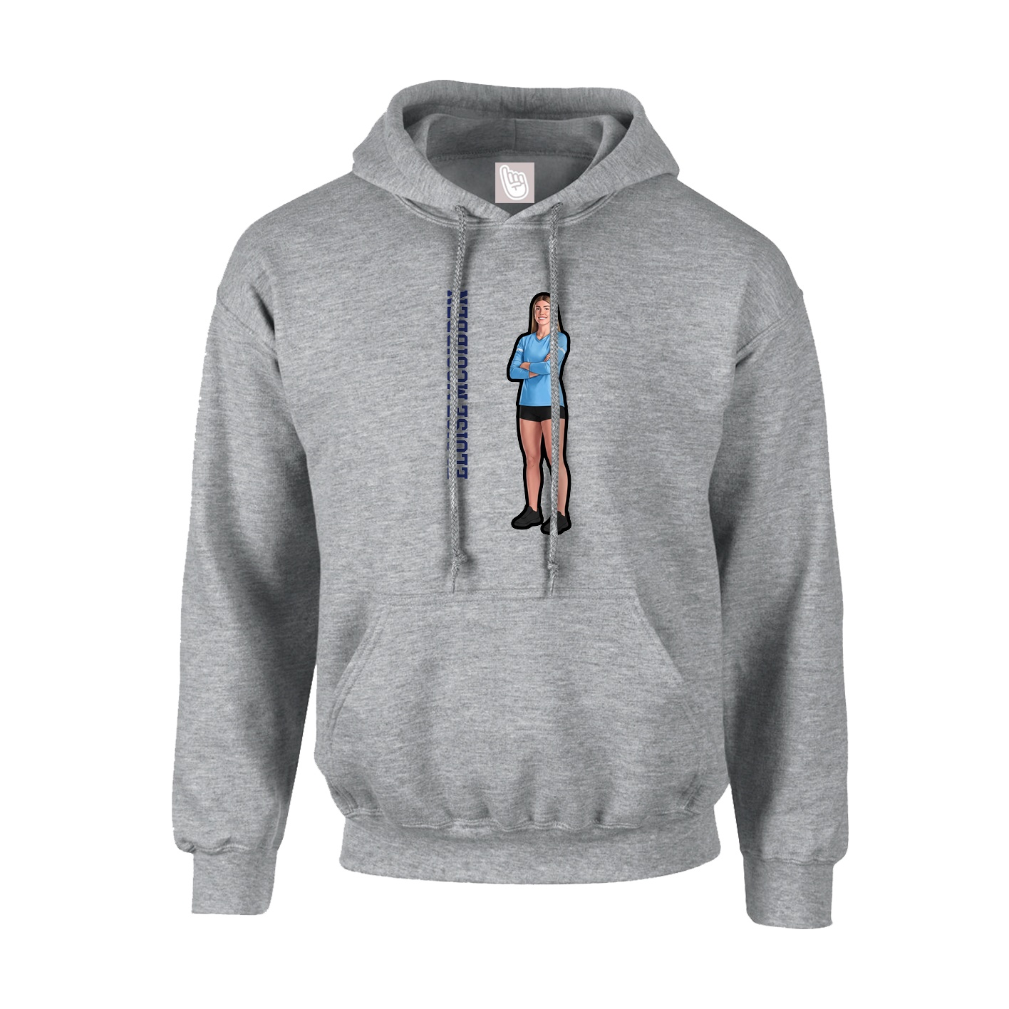 Youth Hoodie — Name Vertical in Grey