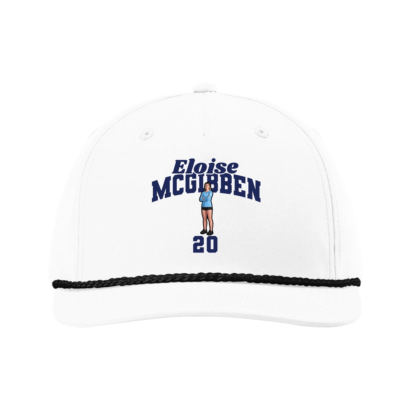 Five-Panel Classic Rope Cap — Signature Arch in White