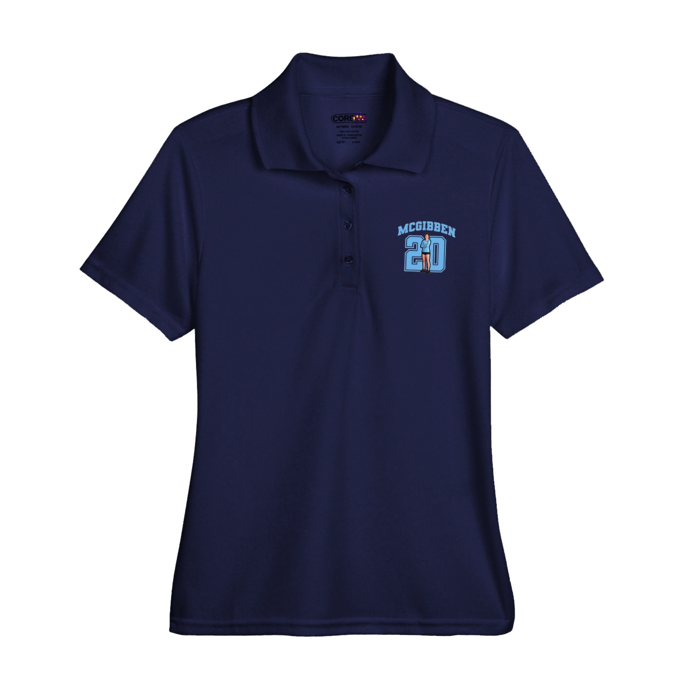 Womens Performance Polo — Number in Navy