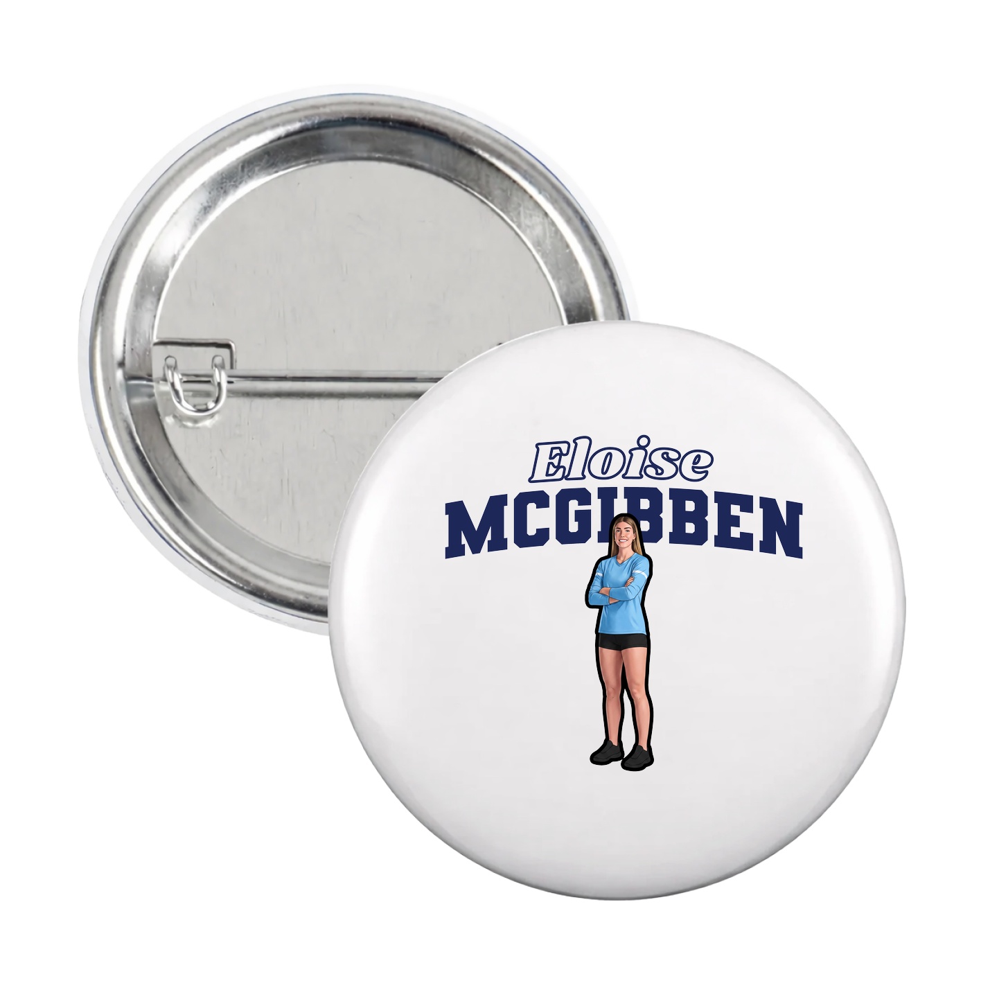 Game Day Button — Name Arch in White