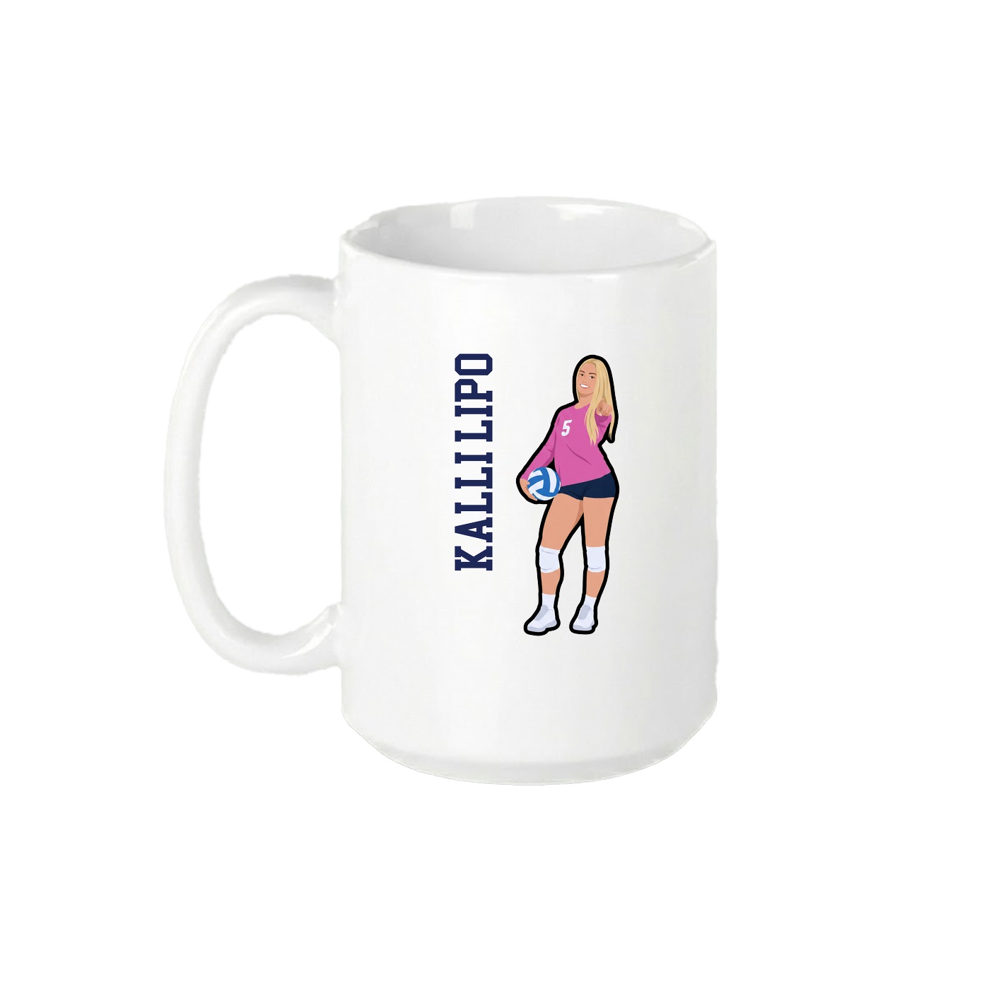 15oz Coffee Mug — Name Vertical in White